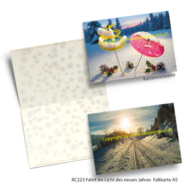 RC223  Fahrt ins Licht des neuen Jahres   A5 Faltkarte